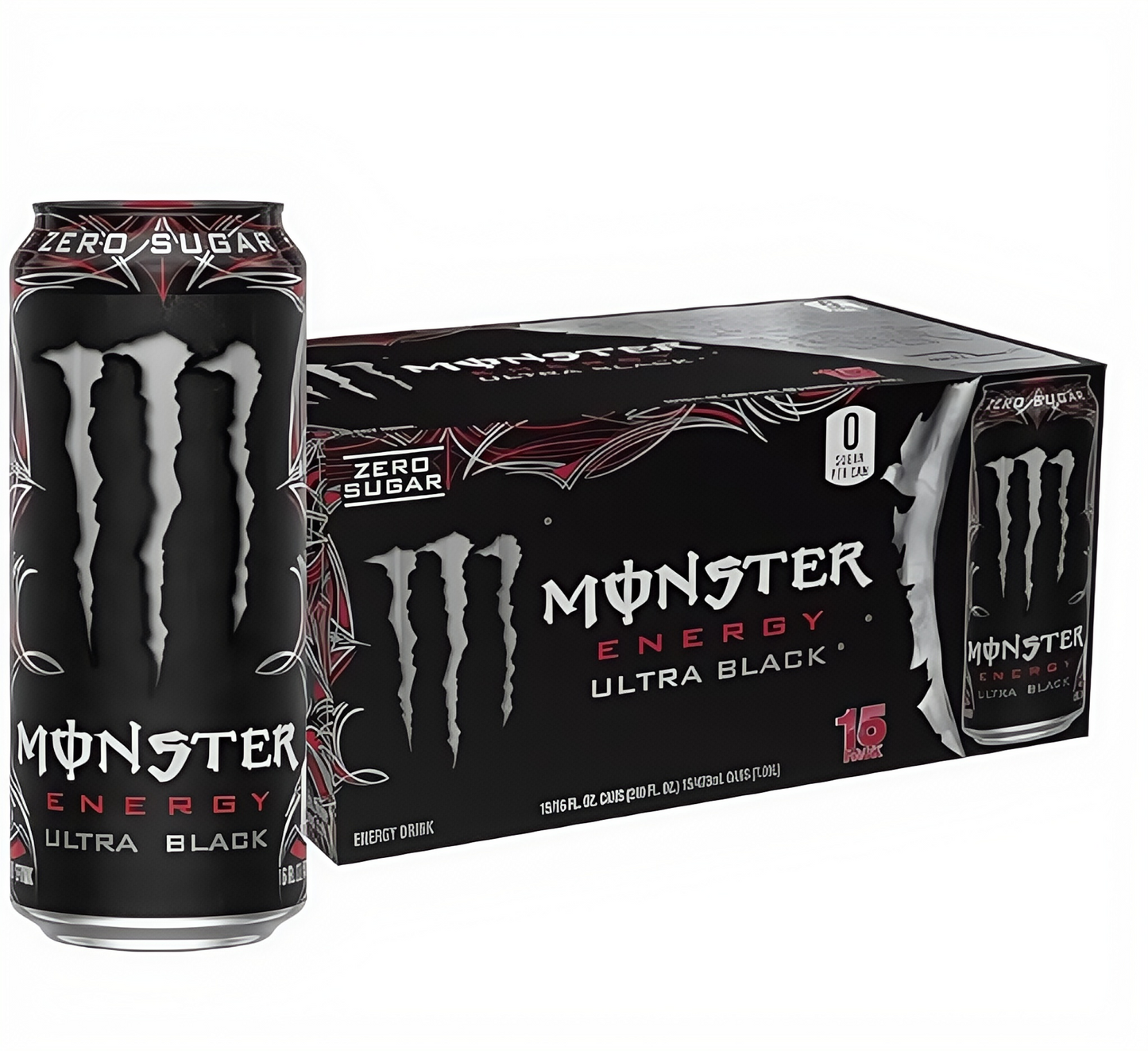Zero-Cal Energy Drink, 16oz (15 Cans) with Caffeine